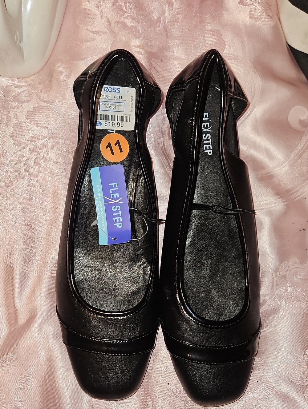Flex Steps Black Square-Toe Ballet Flats